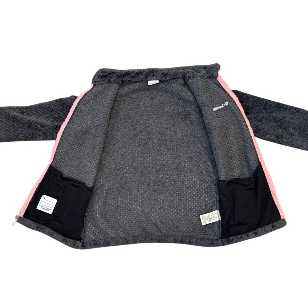 Columbia Fleece Jacket Girls XL 18/20 Gray Pink Fire Side Sherpa Full Zip - Picture 10 of 11